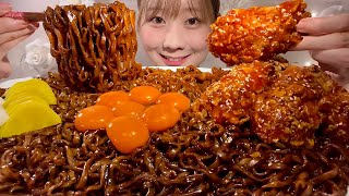 ASMR Jajangmyeon Spicy Korean Fried Chicken【Mukbang Eating Sounds】【English subtitles】 [upl. by Evita]