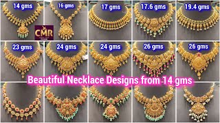 Lightweight heavylook beautiful necklaces from 14 gms onwards  New Gold Necklace Designs with Price [upl. by Attikram295]