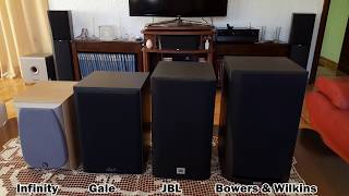 bookshelf speakers sound test Bowers amp Wilkins JBL Gale Infinity [upl. by Anyd]