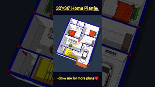 32×36 House Plan ♥️ shorts floorplans homeplan homedesign architecture [upl. by Lladnarc]