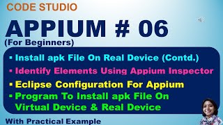 Appium Tutorial 06Install APK File On Real Device Using ADB server amp Appium Code  Eclipse Config [upl. by Sofer]