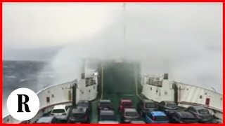 Messina le onde travolgono il traghetto il video girato a bordo della nave [upl. by Aloin75]