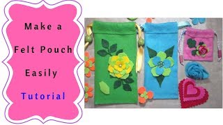 How to make a Felt Pouch or Gift bag  Easy Tutorial [upl. by Rhona]