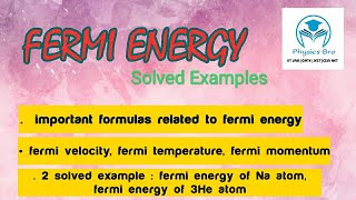 Fermi energy  Solved Examples  solid state physicsJAM GATE JEST [upl. by Kaspar]