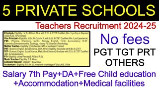 5 TOP SCHOOLS TEACHERS RECRUITMENT  ONLINE INTERVIEWAttractive SalaryPerks NO AGEApply by Email [upl. by Materi915]