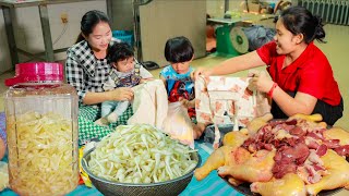 Do you like Green onion root pickle Rural life food and peaceful family unboxing clothes for son [upl. by Aym261]