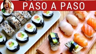 Cómo hacer SUSHI CASERO paso a paso varios tipos incluye cómo hacer arroz para sushi [upl. by Iznyl]