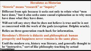 Greek Civilization Lecture 11 Herodotus [upl. by Ttenaj]