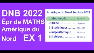 BREVET Maths 2022 Amérique du Nord corrigé de Ex 1 Géométrie [upl. by Millicent]