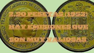 250 pesetas 1953 Algunas de estas emisiones son valiosas numismatica pesetas monedas [upl. by Trevlac536]