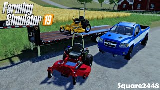 New HIRE  Mowing Lawns With 2 Man Crew  Xbox One Multiplayer  Property Maintenance  FS19 [upl. by Yrogiarc587]