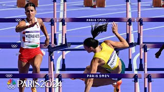 Michelle Jenneke is all grit no quit after brutal fall in 100m hurdles heat  Paris Olympics [upl. by Ahcsrop]