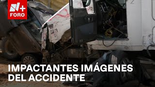 Accidente en la MéxicoPuebla Así quedaron los autos embestidos por tráiler  Las Noticias [upl. by Ahtnamas506]