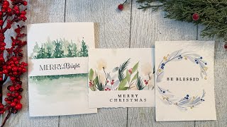 3 Simple Watercolor Holiday Cards Designs Make your own Christmas cards [upl. by Cavan]