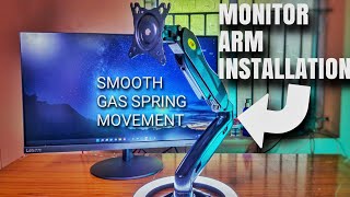 How to Install a Rotating Monitor Arm onto your Desk  Gas Spring Version [upl. by Ailev892]