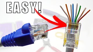 How to Wire Up Ethernet Plugs the EASY WAY Cat5e  Cat6 RJ45 Pass Through Connectors [upl. by Assirt]