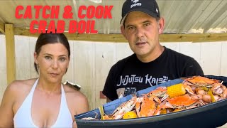 Catch amp Cook Blue Crab Boil 🦀  Let’s Go [upl. by Laohcin]