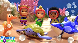 Down In The Deep Blue Sea Scuba diving song  Baby Shark Yummy Monsters Nursery Rhymes Kids Songs [upl. by Akinohs258]