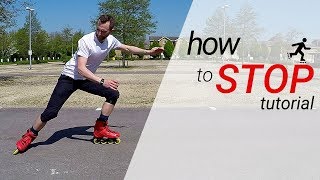 How to stop on inline skates  rollerblades  3 stops for beginners tutorial [upl. by Howes]