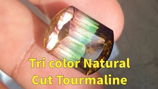 Tri color Natural Tourmaline Most Beautiful Natural Tricolor Cut Tourmaline [upl. by Poulter]