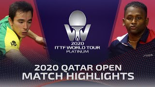 Hugo Calderano vs Amalraj Anthony  2020 ITTF Qatar Open Highlights R32 [upl. by Alyar]