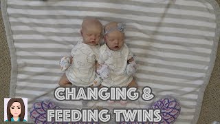 Changing amp Feeding Reborn Baby Twins [upl. by Assened608]