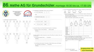 86  Mathe AG Grundschüler  Mathe Olympiade 2018  2019  1 Stufe  Klasse 3 [upl. by Aihsekyw]