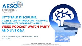 AESQ  Let’s talk Discipline A case study introducing the human performance culpability matrix [upl. by Lamb]