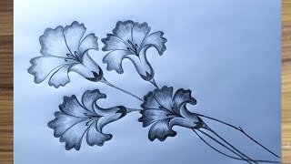 How to Draw flower easy  How to flower Draw pencil art  How to Draw a blooming flower [upl. by Eneloc]