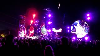 Coldplay Mylo Xyloto Tour Intro  Hurts Like Heaven live  Malieveld The Hague 6 september 2012 [upl. by Ahsiruam]