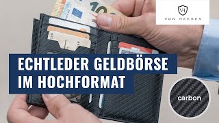 VON HEESEN – Hochformat Geldbörse mit CRYPTALLOY® RFIDSchutz und 8 Kartenfächern carbon [upl. by Urita]