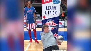 Harlem Globetrotter gets SCHOOLED by a basketball freestyler [upl. by Jabin525]