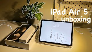 iPad Air 5 starlight✨ unboxing  Apple Pencil  accessory  2023 [upl. by Llerred]