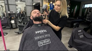 barbershop barbergirl haircut beard relax barberlife barbers barberlove instagram [upl. by Winton]