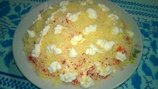 Crab Meat Salad with Vegies Fur Coat  Imitation Crabmeat Salad Recipe [upl. by Loralie]