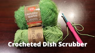 Crocheted Dish Scrubber Tutorial  Made with ReUp Recycled Cotton Yarn and Scrubby Sparkle Yarn [upl. by Eitsym877]