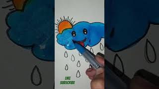 Rain creative drawing Rain art rainsounds rainydaycartoon [upl. by Ahsinek981]