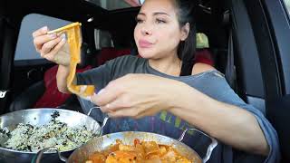 Real Mukbang Korean Spicy Rice Cake Creamy Cheesy Tteokbokki Crispy Crunchy Sides ASMR [upl. by Gottwald]