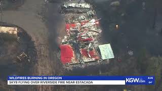 Watch Sky8 flying over Riverside Fire near Estacada Oregon [upl. by Corty740]