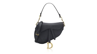 Christian Dior Grained Calfskin Medium Saddle Bag With Strap Black [upl. by Anaujnas]