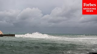 Powerful Rain And Wind From Hurricane Beryl Strike Barbados [upl. by Kenton659]