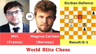 Maxime Vachier Lagrave France vs Magnus Carlsen Norway  World Blitz Chess  Result 10 [upl. by Sugna]