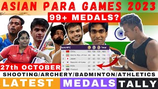 Asian Para Games 2023  Latest Medal Tally  India won 99 medals Athletics  Badminton Archery [upl. by Anahpets]