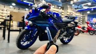 2024 Yamaha R15 V40 Racing Blue New Model  Detailed Walkaround Review  New Colour amp Changes [upl. by Ttocserp]