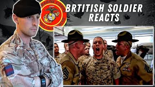 US Marine Corps Bootcamp Parris Island British Army Instructor Reacts [upl. by Notlok113]