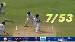 Michael Santner 7 wicket bowling  ind vs nz 2nd test macth day 2 [upl. by Burlie]