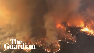 Aerial footage shows wildfires raging in the Australian state of Victoria [upl. by Erlewine]