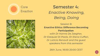 Core Enaction Programme Semester 4 – Session 8 – Enactive Ethics Difference Becoming Participation [upl. by Haase]