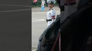 Norrth Korean Traffic Lady Sees Friends and Breaks Character [upl. by Javier]