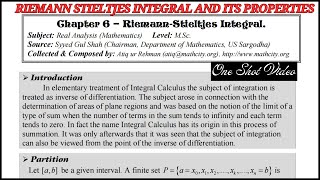 Riemann Stieltjes Integral and its properties in one shot video  Mathcity Notes [upl. by Eelhsa]